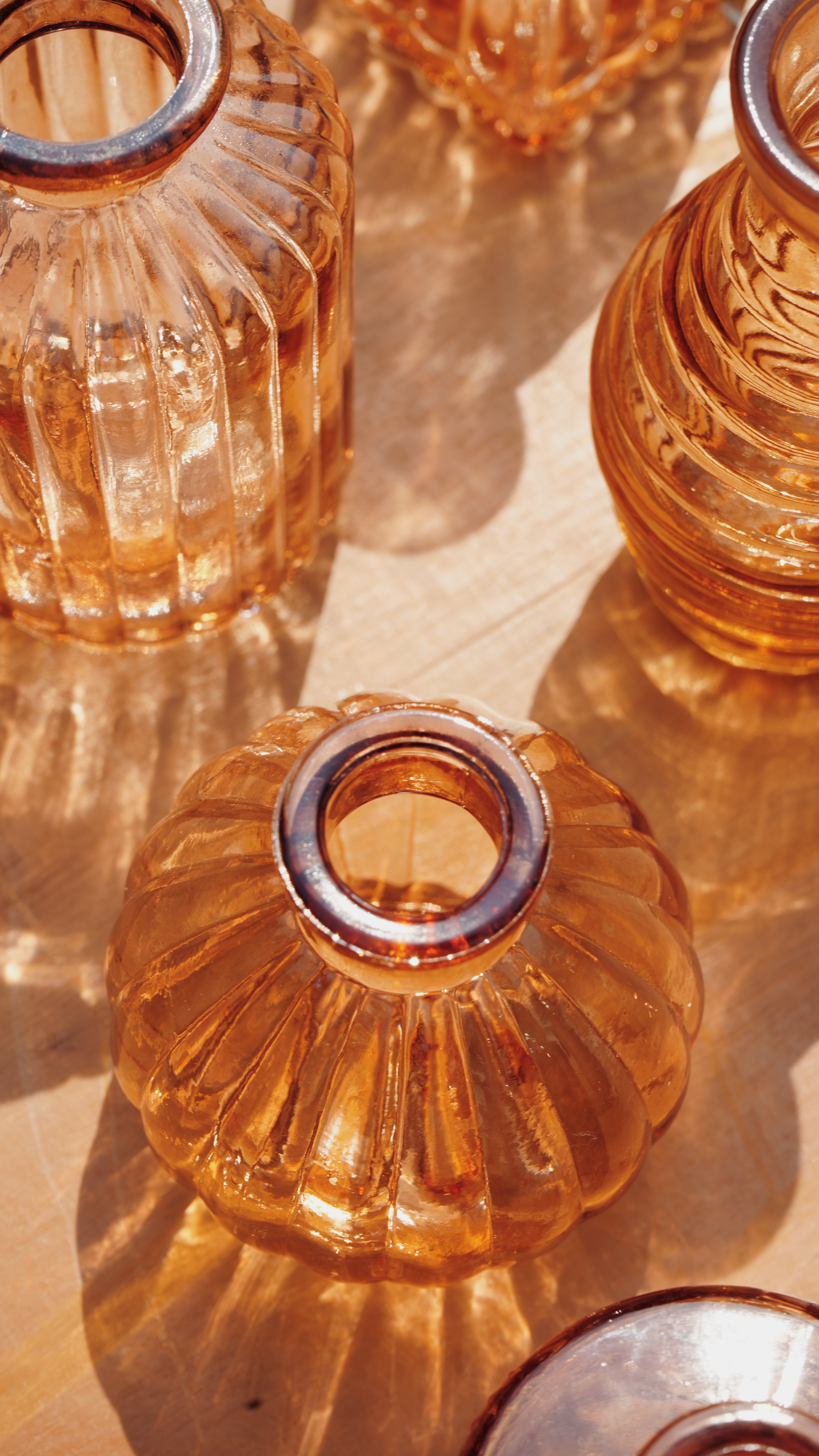 Amber glass vases for table styling